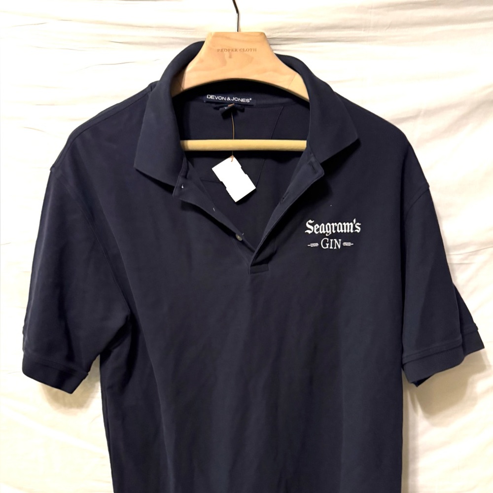 Seagram's Gin  navy blue polo golf shirt men's adult Large